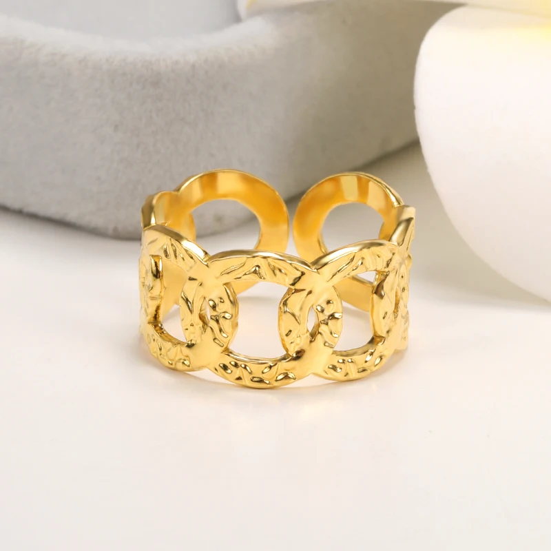 

Simple Stainless Steel Woman Rings Round Interwoven Opening Adjustable Female Ring Vintage Jewelry Part Gift Free Shipping