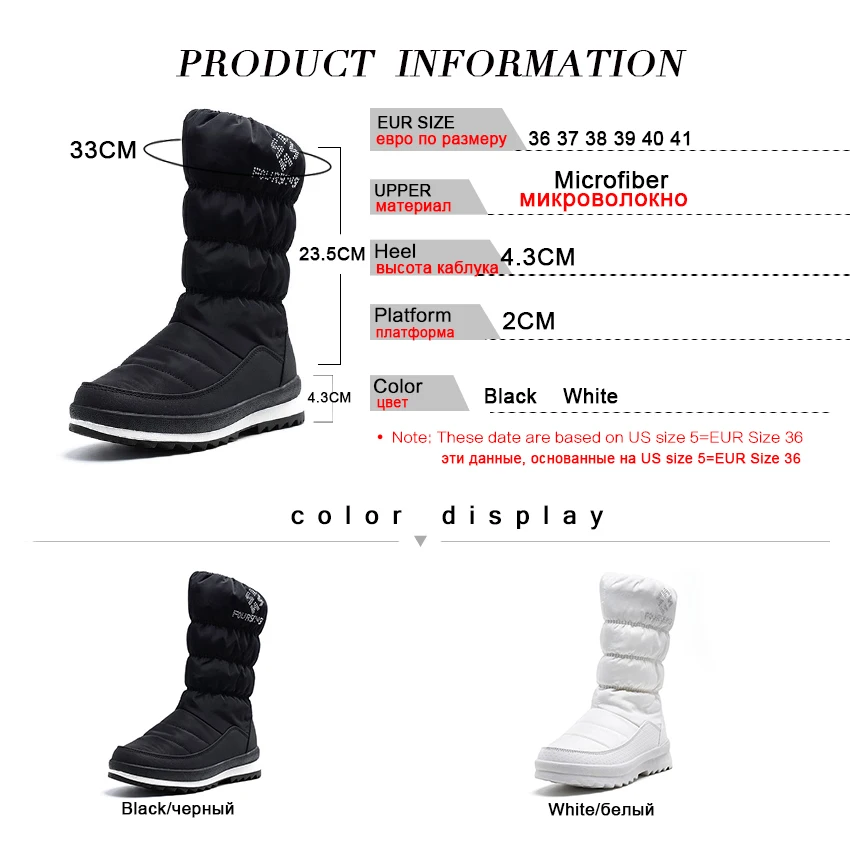 

RIZABINA 2021 Winter Waterproof Snow Boots Women Mid Calf Platform Boots Warm Thick Bottom Casual Women Shoes Botas Size 35-42