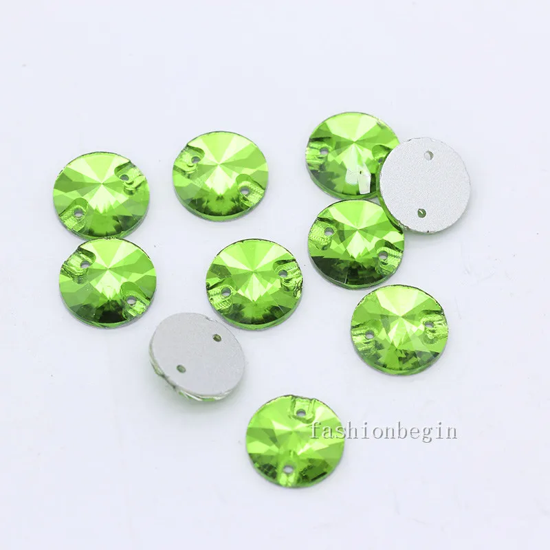 48p 12 мм Ассорти Стекло Камень Круглый Rivoli пришить на плоской подошве с украшением