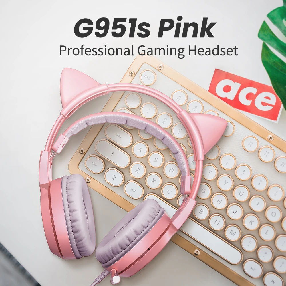 наушники проводные SOMIC G951S Pink Cat Наушники 3.5 мм Бас с шумоподавлением HiFi Проводная