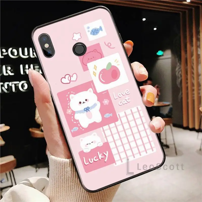 

Cute cartoon girl with bear Phone Case For Xiaomi Redmi Note 4 4x 5 6 7 8 pro S2 PLUS 6A PRO