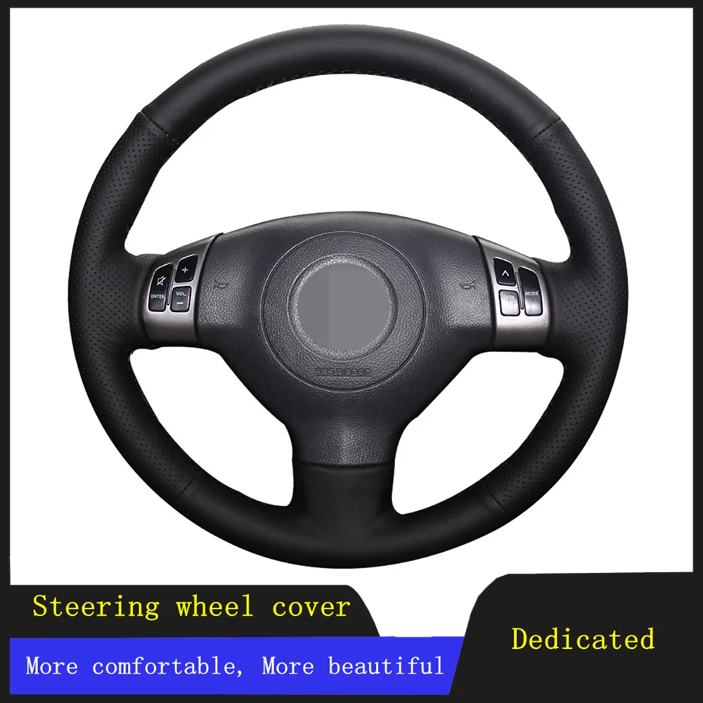 

DIY Car Steering Wheel Cover Black Hand-stitched Genuine Leather For Suzuki SX4 Alto Swift Splash Opel Agila Vauxhall Agila 2007