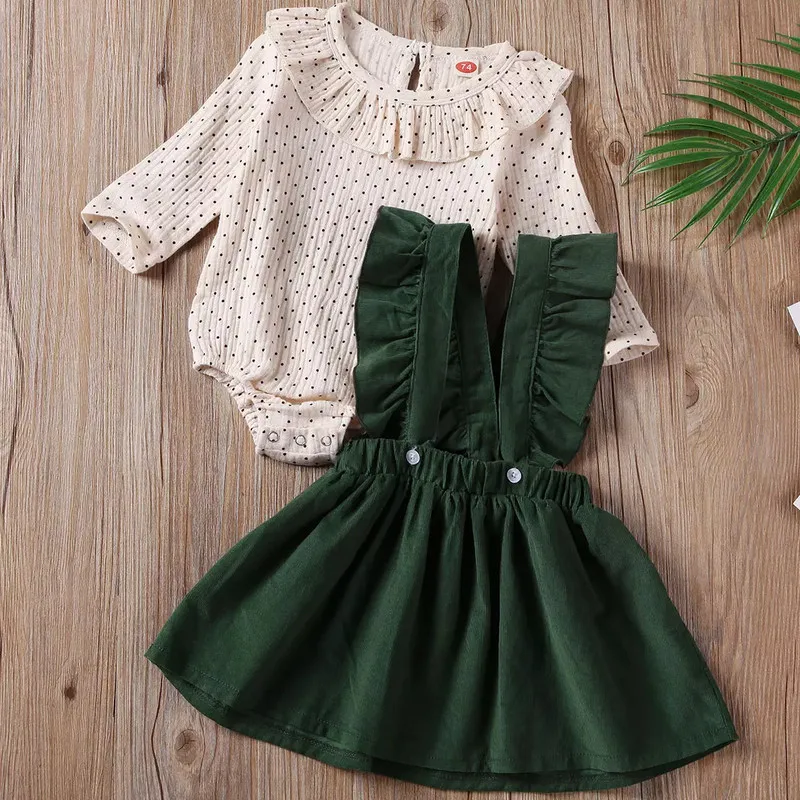 Комбинезон в горошек с оборками для маленьких девочек комплект модной хлопковой