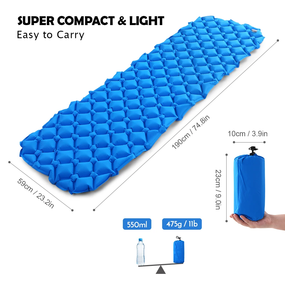melhor Ultraleve Almofada De Dormir Ar Inflável Acampamento Esteira Com Travesseiro Para Acampamento Ao Ar Livre Caminhadas Mochila Viagem