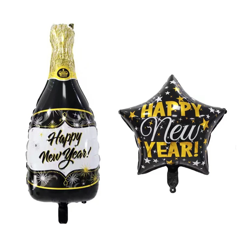 Новинка 2020 с Новым годом черная бутылка шампанского фольгированные воздушные