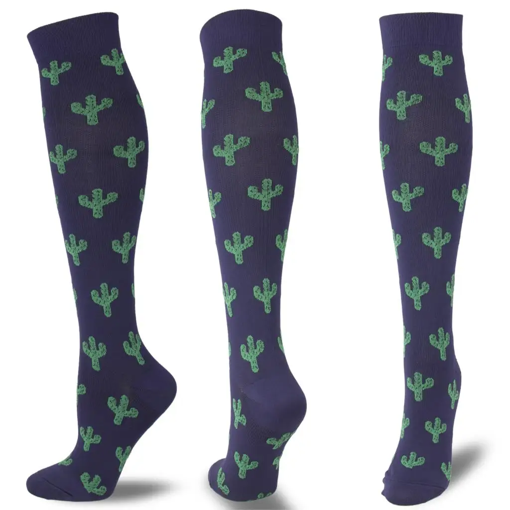 Носки компрессионные унисекс хлопковые дышащие с рисунком кактуса сосны для