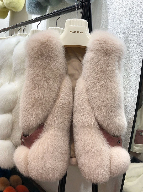 Женский жилет из лисьего меха Модный зимний с v образным вырезом корейский стиль