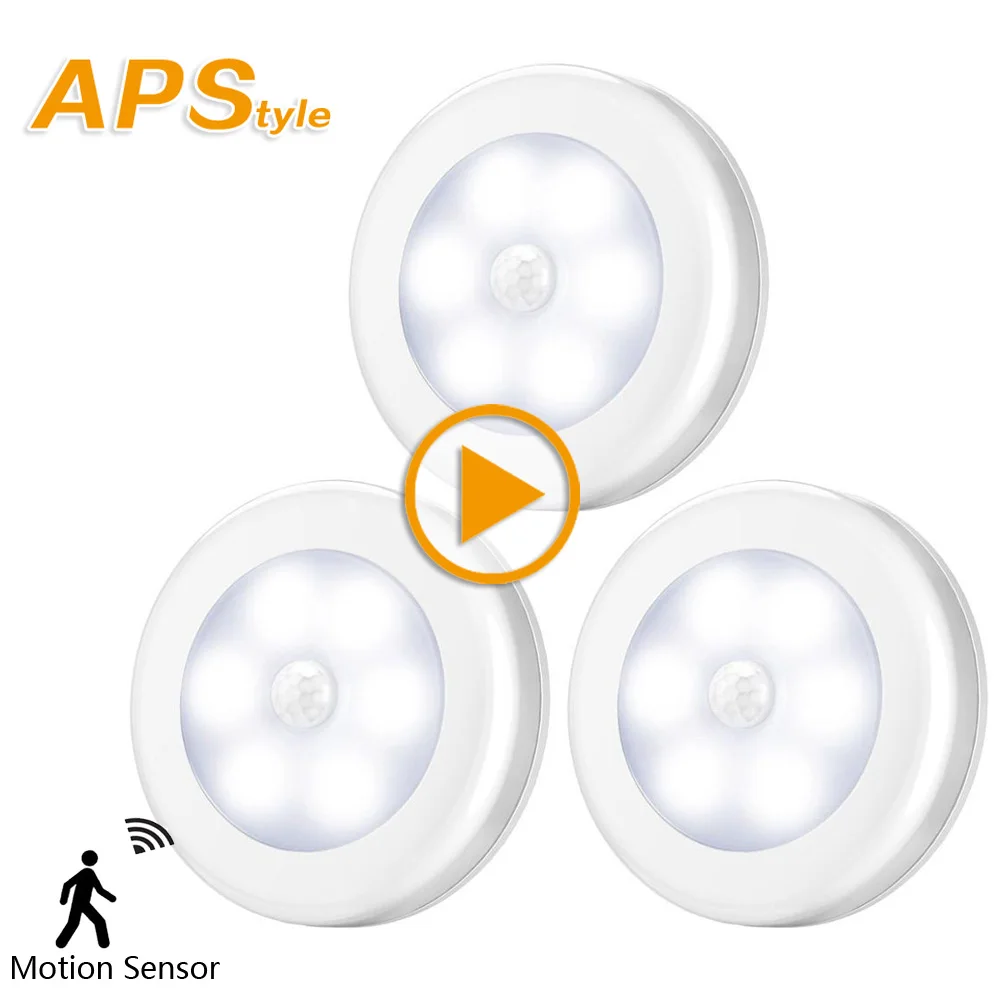 1 шт. 6 светодиодный PIR датчик движения тела настенный светильник ночной