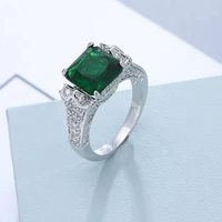 925 sterling silver vintage emerald diamond rings for women genuine jewelry wedding anniversary resizable rings gift wholesale