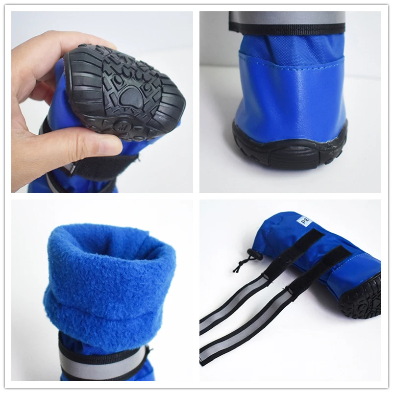 

Durable Waterproof Medium Big Dog Boots Winter Comfortable Adjustable Reflective Nonslip Snow Rubber Sole Pet Shoes