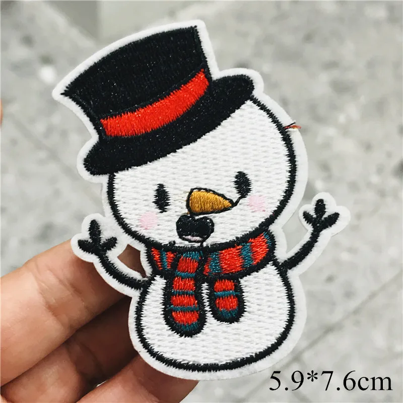 1 шт. Рождественские лоси снеговик вышивка нашивки ПРИШИТАЯ аппликация значок