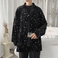 shirt men starry sky printed long sleeved shirts male spring summer fashion casual tops loose man hip hop oversized coats