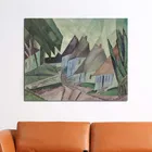 Картина на холсте с изображением красивого дома lyгеометрической стены