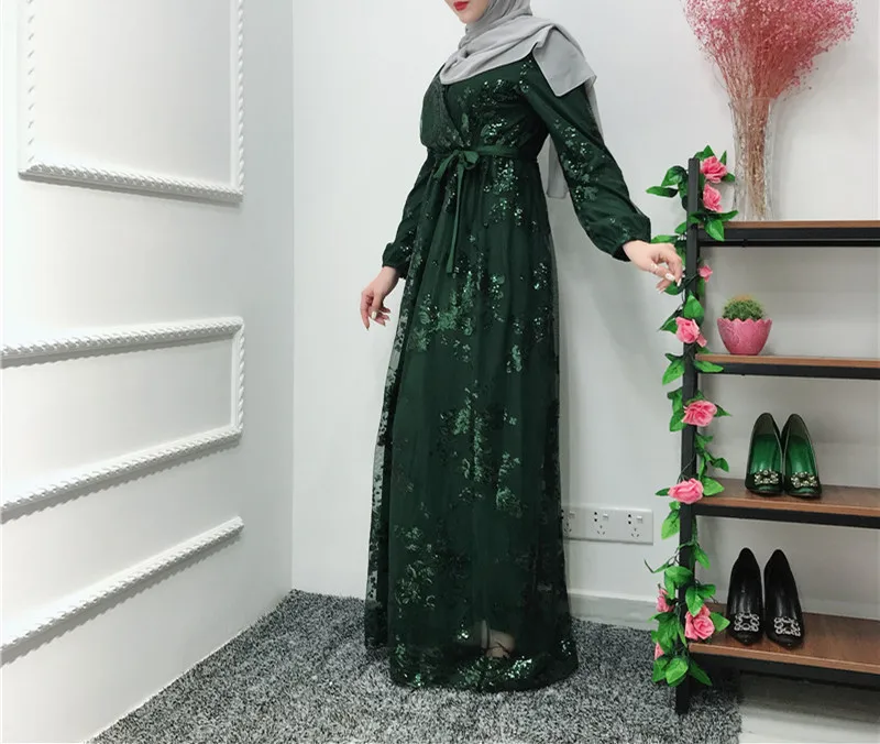 Модный Мусульманский Стиль Женский кафтан исламский халат Abaya Дубай