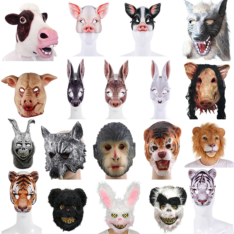 Жуткая свинья плюшевая маска в форме тигра животного панды волка медведя детская