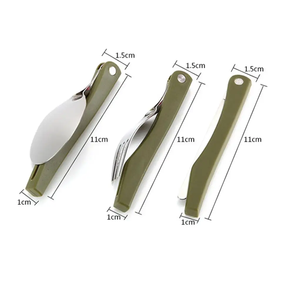 Portable Mini Cutlery Set Outdoor Hiking Tools Folding Cutlery Set Camping Picnic Stainless Steel Spoon Cutlery Tableware Set