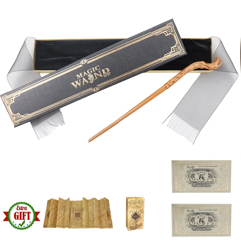 

New 40 Kinds Metal Core Krum Magic Sticks Hermione Dumbledore Harried Lucius Magical Wand Ribbon Box Pack With Map Ticket Gifts