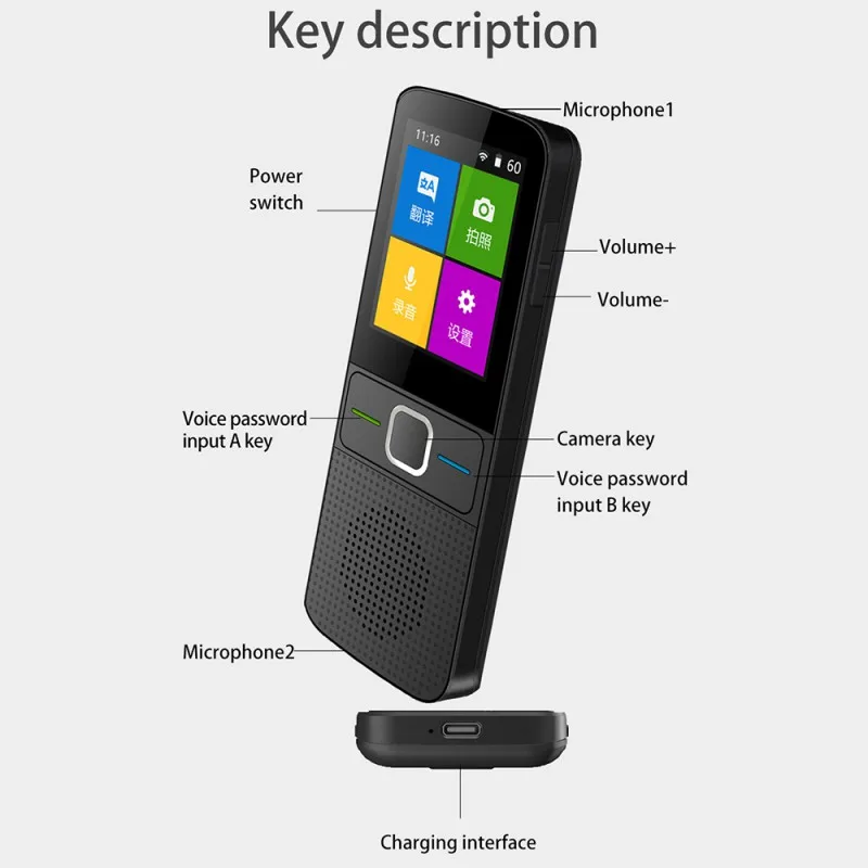 

Top Grade Multi function Voice Translator 137 Languages Two Way Voice Translator WiFi Instant Smart Portable Translator