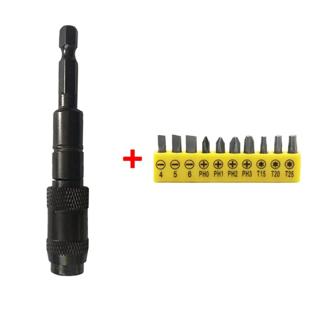 

45#steel Screw Drill Tip Accessories Bit Holder Black Change Extension Rod