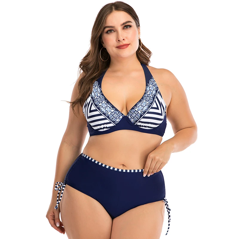 

Plus Size Bikini Women Swimwear High Waist Swimsuit 2021 New Large Size Bikini Set Bathing Suits Summer Beach Wear Swimming Suit