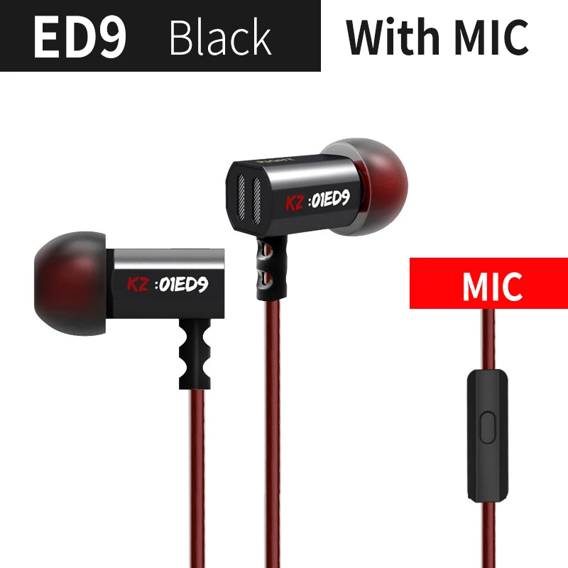 KZ ED9, 3,5 мм, наушники, тяжелый бас, Hi-Fi, DJ, стерео наушники, шумоизоляция, с микрофоном, гарнитура E57 KZ AS10 ZS10 ZST ZSN ES4 - Цвет: Black with mic