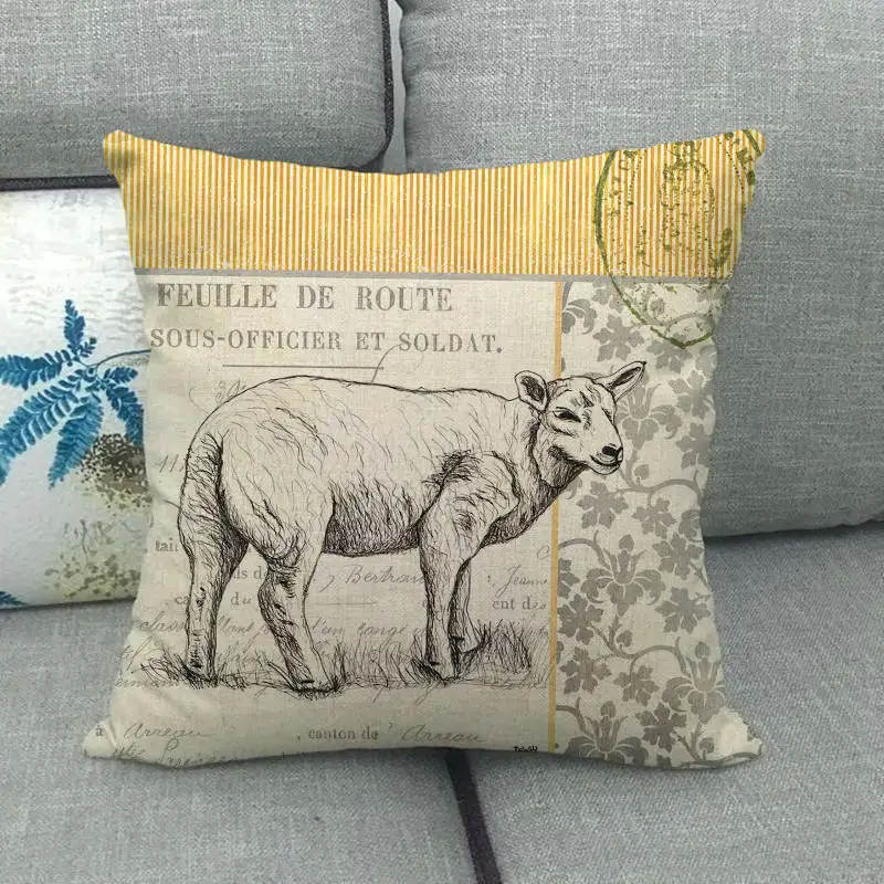 

45cm*45cm farm animals design linen/cotton throw pillow covers couch cushion cover home decor pillow