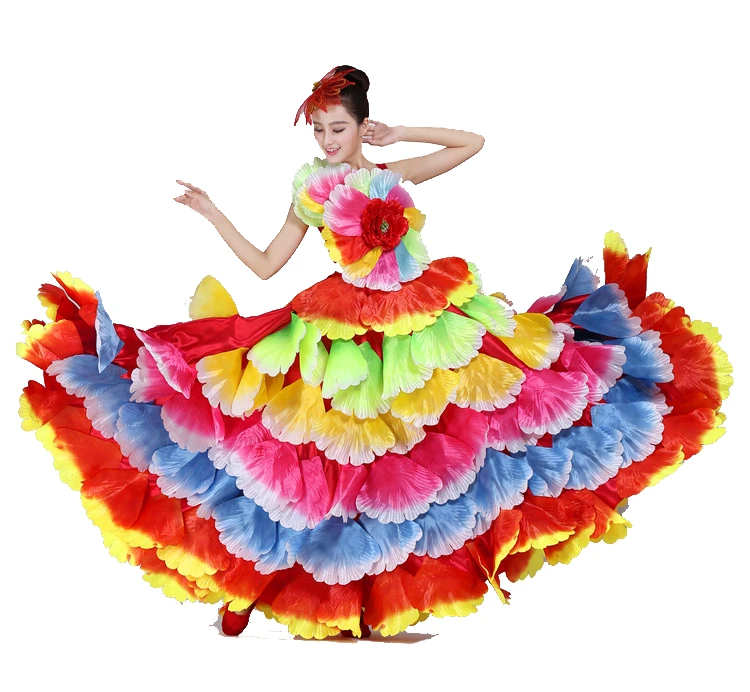 Фламенко для танцев на заказ испанское платье юбка с лепестками цветов Одежда