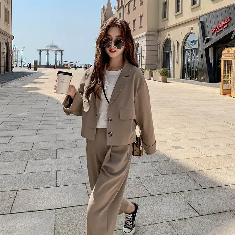 Женский комплект из 2 предметов осень 2020 повседневные блейзеры свободный деловой