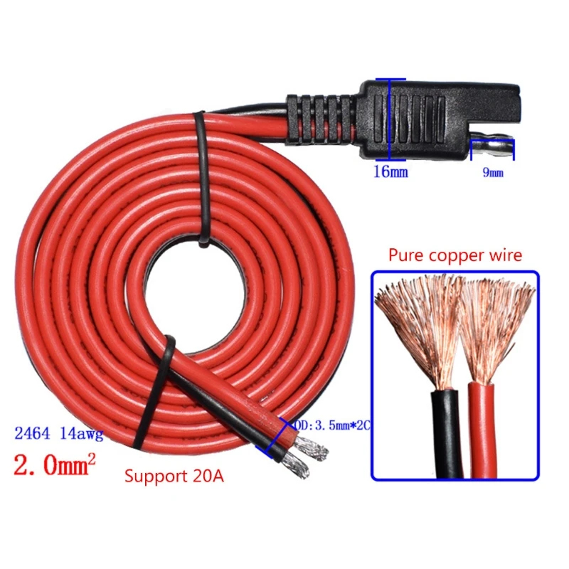 

A0NE SAE кабель для зарядки аккумулятора 14awg-прикуриватель штекер SAE быстроразъемный адаптер Удлинительный кабель для зарядки жгут проводов