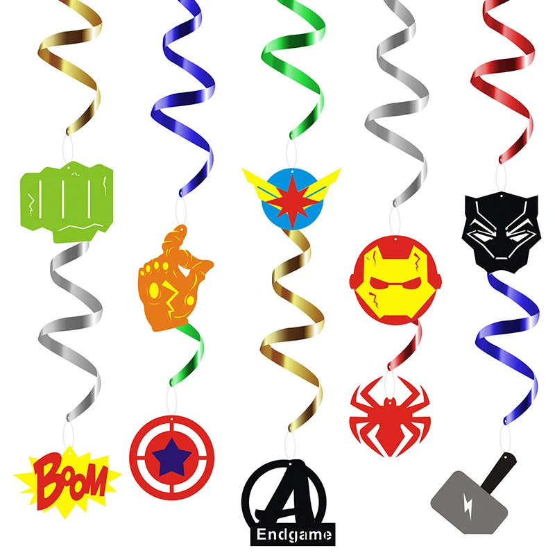 

30Pcs Superhero Hanging Swirl Decor Whirls Glitter Foil Ceiling Streamers Party Supplies Decoration Best for Kids Birthday Party