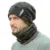 Зимняя шапка-бини 2021, комплект с шарфом, теплая вязаная шапка, шапка с черепом, утеплитель для шеи с толстой флисовой подкладкой, зимняя шапка и шарф для мужчин и женщин - изображение