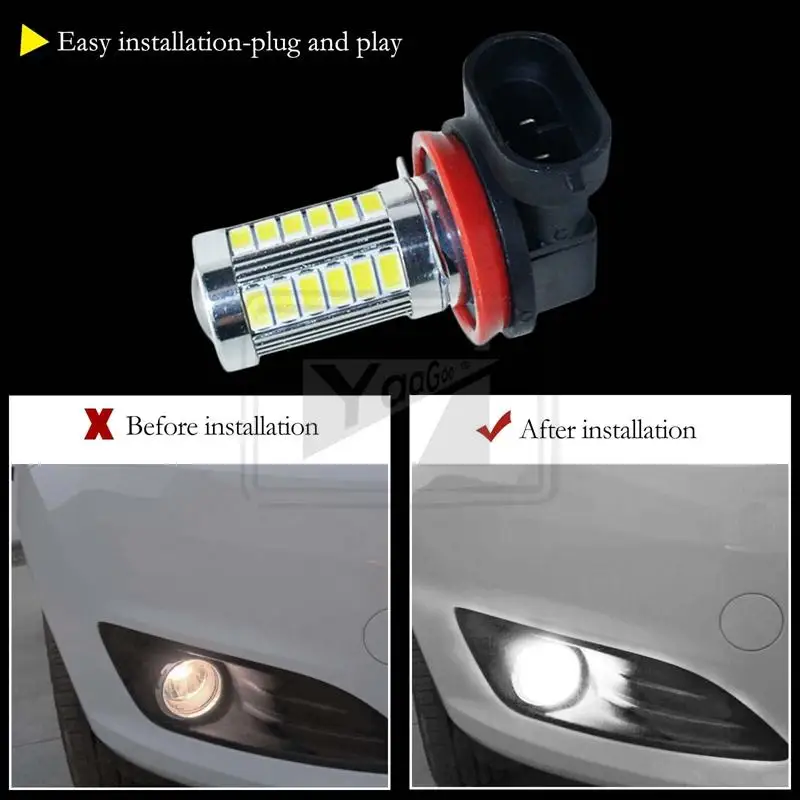 YaaGoo H8 H11 белый 33SMD светодиодный противотуманный светильник для