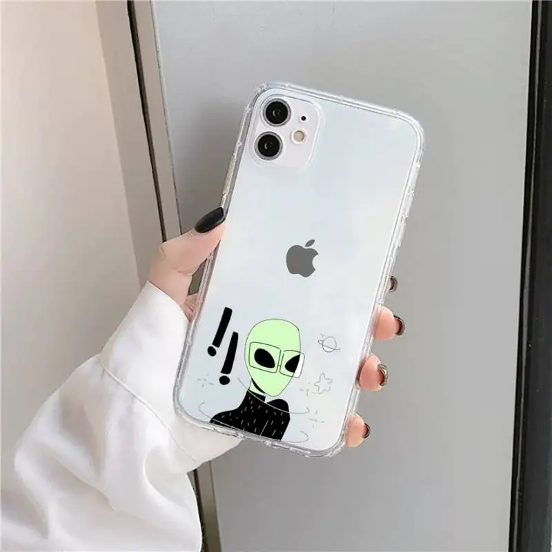 

Fashion E.T. Alien art pattern Phone Case Transparent soft For iphone 5 5s 5c se 6 6s 7 8 11 12 plus mini x xs xr pro max