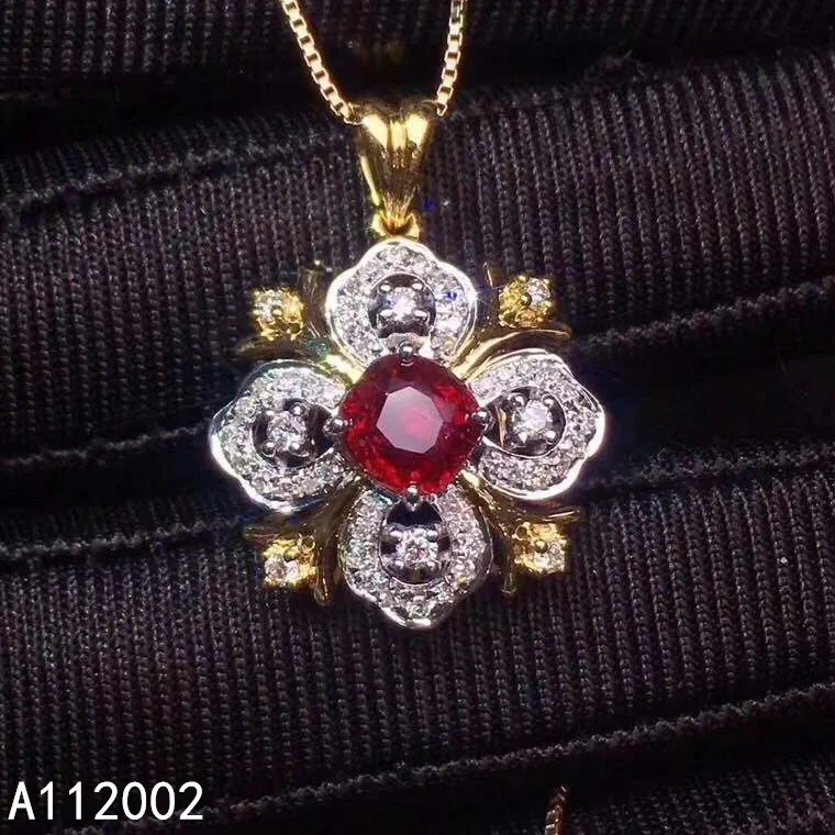 

Fine Jewelry 925 Pure Silver Inlaid Natural Ruby Girl Luxury Elegant Round Chinese Style Gem Pendant Necklace Support Detection