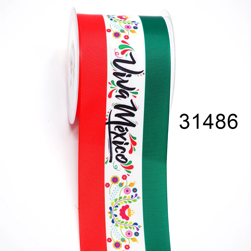Бесплатная доставка 50 ярдов на размер мексиканская Репсовая лента с принтом 31718 |
