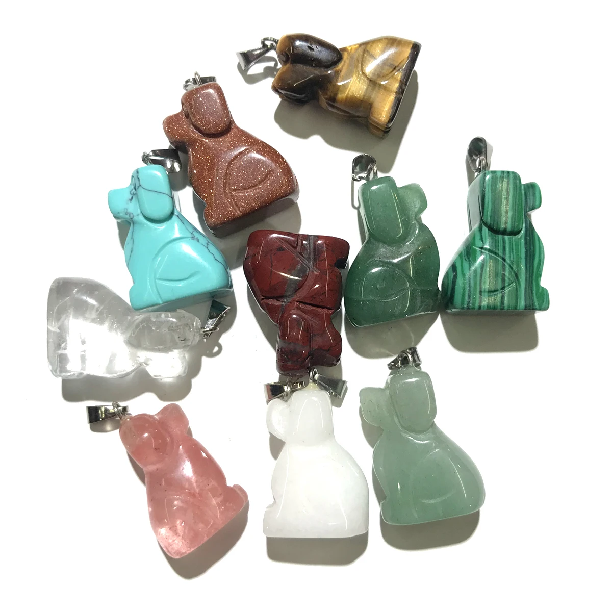 1 шт. Подвеска из натурального камня в форме собаки Агаты кристалл тигровый глаз