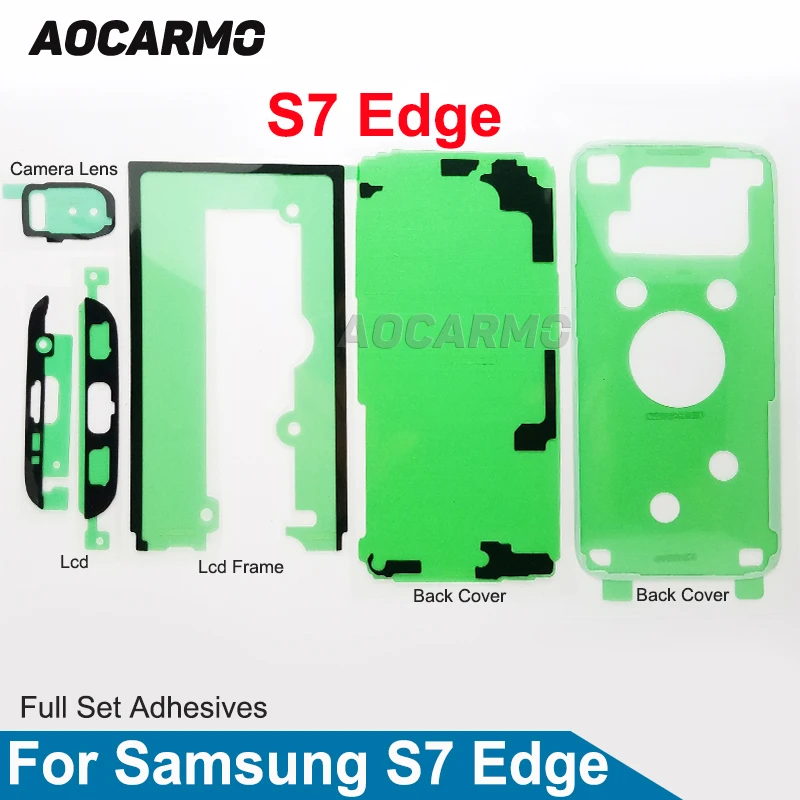 Aocarmo LCD Screen + Back Cover + Battery + Camera Lens Sticker Full Set Adhesive Tape For Samsung Galaxy S7 Edge GM-G935