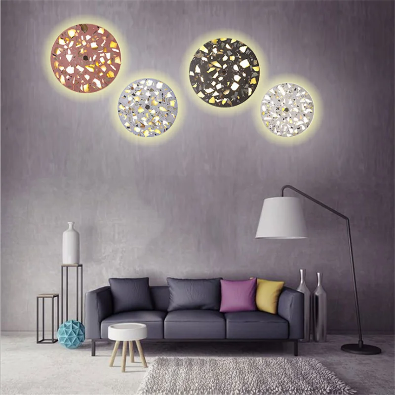 Винтажный цементный светодиодный настенный светильник Terrazzo лофт промышленный