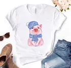 Женская футболка с леопардовым принтом, бандана, свинья, бант, Подсолнух, цветочный принт, Повседневная забавная футболка, футболка в стиле Харадзюку в стиле 90-х