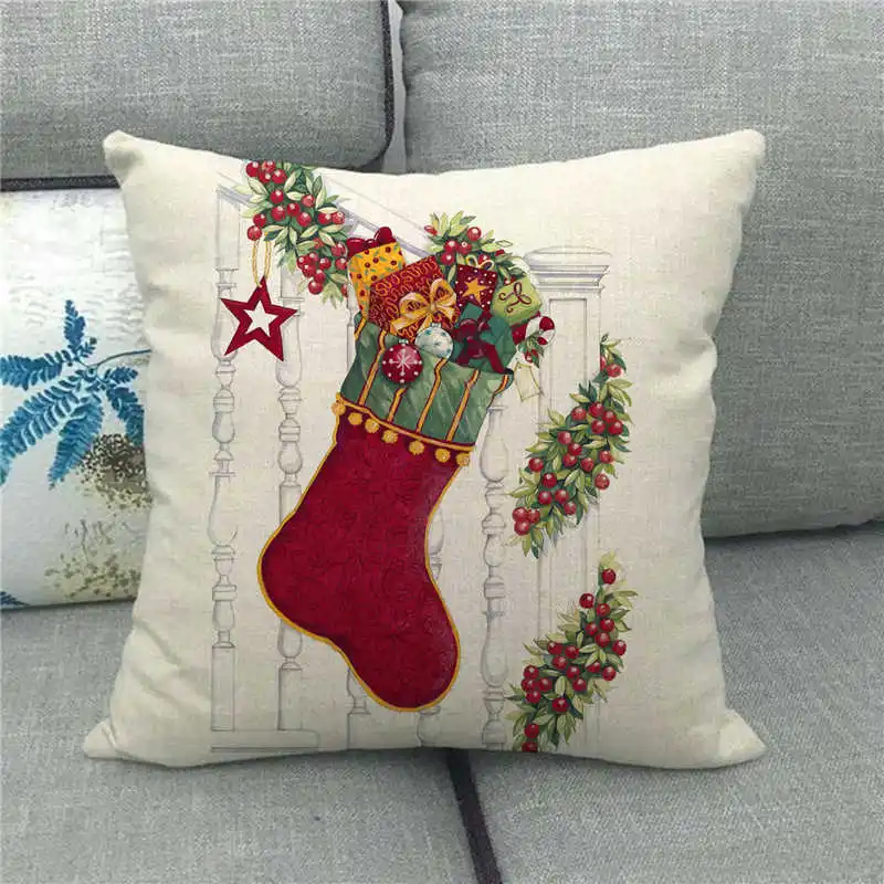 45 см * с надписью &quotMerry Christmas&quot &quotс носом&quot венок из льна/хлопка наволочки для