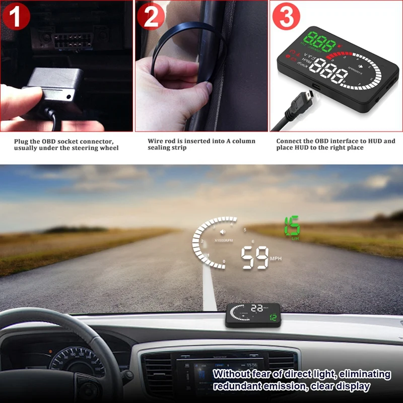 X6 Авто Hud Gps дисплей Hd 5 дюймов спидометры превышение скорости Предупреждение