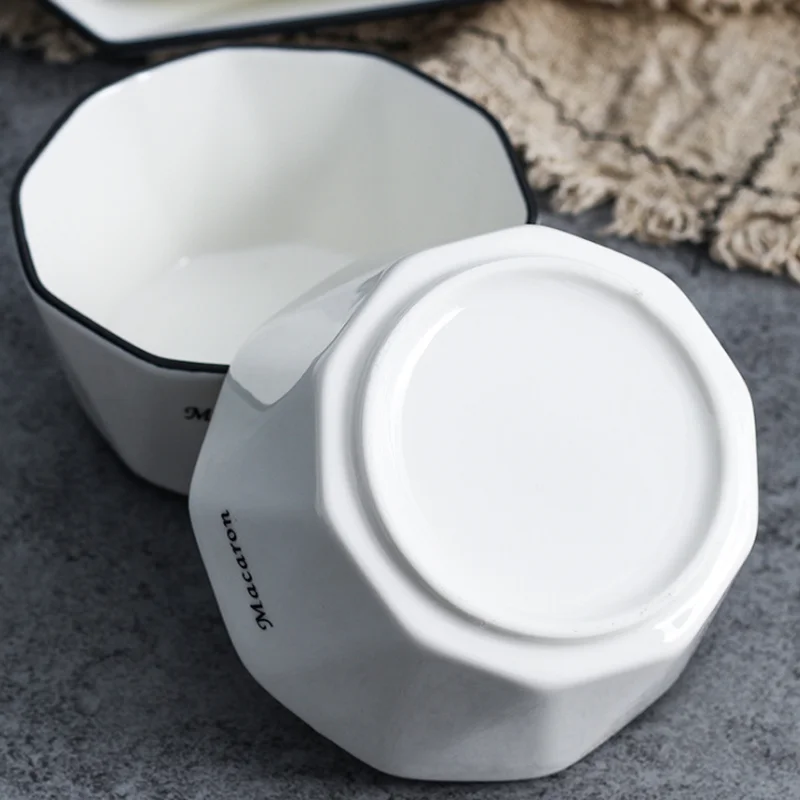 Bone China Tableware Suit Plate Set European Simple Style Creative Hexagon Combination Chopsticks Spoon Bowl Dishes Dinnerware | Дом и сад