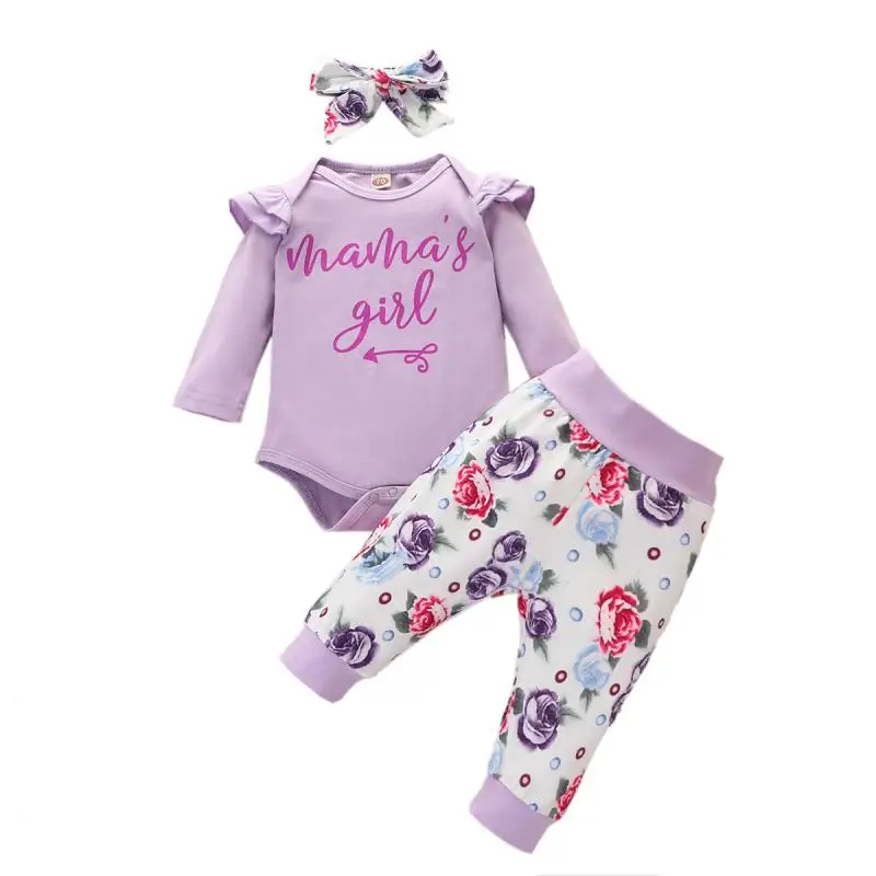 

Комплект для маленьких девочек с цветочным принтом, летняя одежда для маленьких девочек, одежда для новорожденных из 3 предметов, головной у...