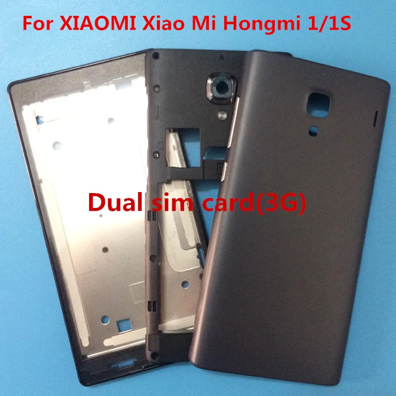 Full set black cover Подарок+ передняя рамка для redmi 1S+ средняя рамка+ задняя крышка корпус батарейного отсека чехол запчасти - Цвет: Full set black cover