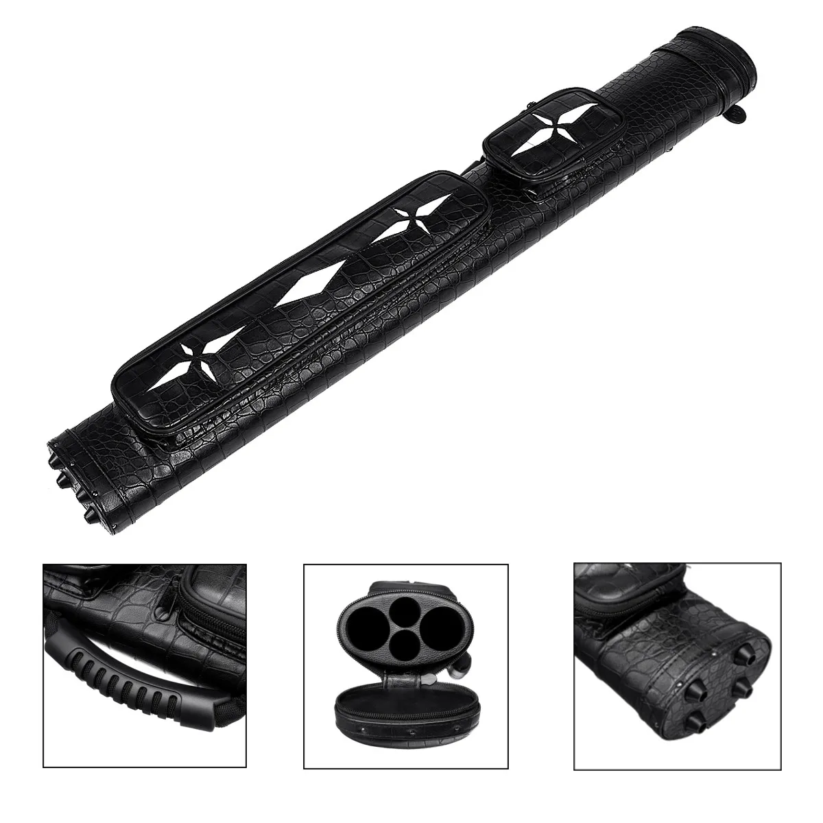 Чехол для бильярдной трубки Черный Твердый чехол переноски бильярдного кия 2x2 1/2