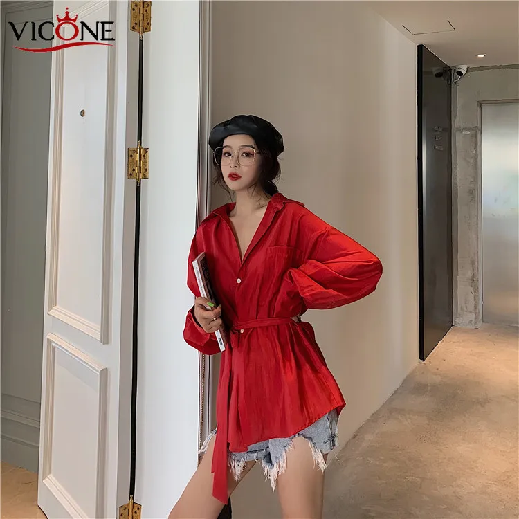 VICONE Plus Size New Shirts Office Lady Spring Women Casual Long Sleeve Tops | Женская одежда