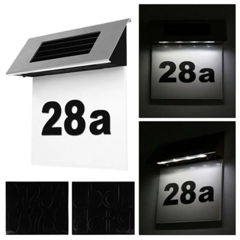

LED Solar Powered Address Sign Routed Back Lighted Sign House Number Plaque Top Nmeros Casa