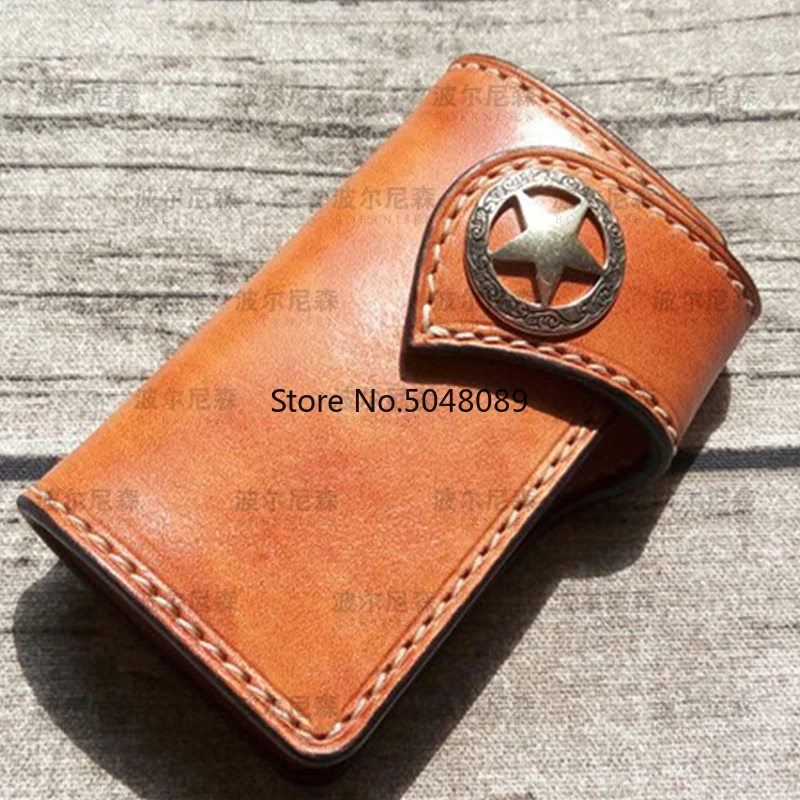 Кожаный штамповочный нож японский стальной деревянный чехол для ключей кошелек