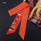 Женский Плетеный шарф H Brand, длинный саржевый шелковый шарф с принтом человека, 95 х5 см, аксессуар для сумки