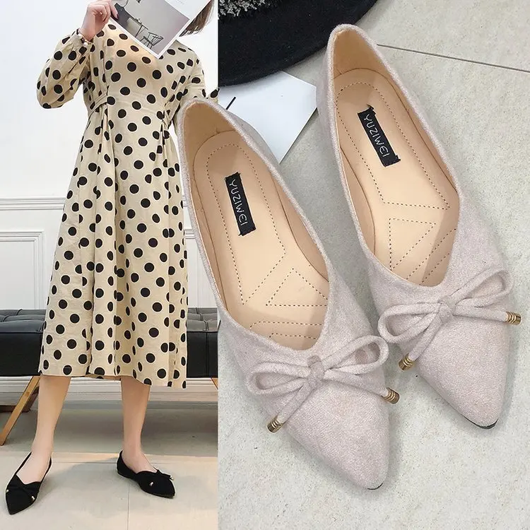 

Pointed single shoes female 2021 spring new shallow mouth autumn shoes boat shoes fairy Doudou flat work shoes women flat shoes